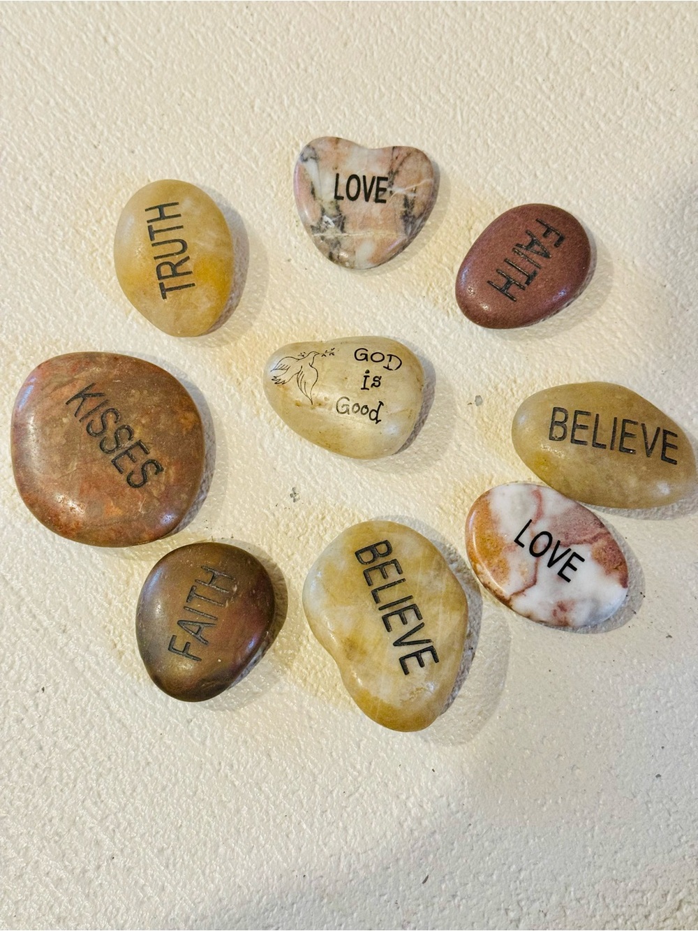 Inspirational Word River Stones Wall Decor - Neutral Tones